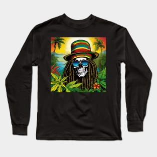 Reggae Music - Jamaican Stoner Skull 4 Long Sleeve T-Shirt